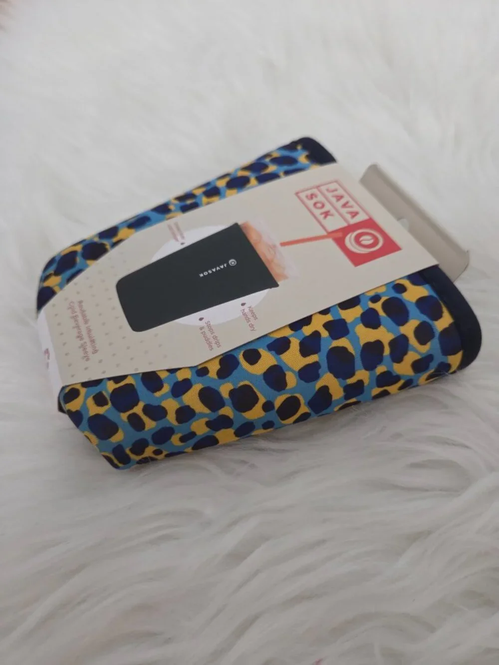 Java Sok Blue/Yellow Leopard Print Drink Sleeve